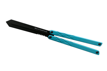 Black Blade Black Hardware Teal Handles Clearance Blemished Swordfish Balisong Butterfly Knife Trainer