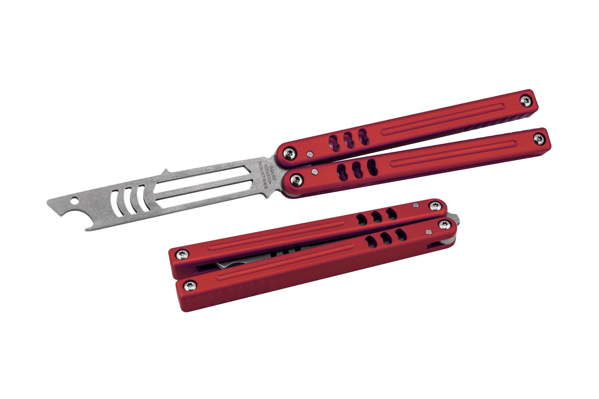 Two Red Mako V5 one in close and one in open position