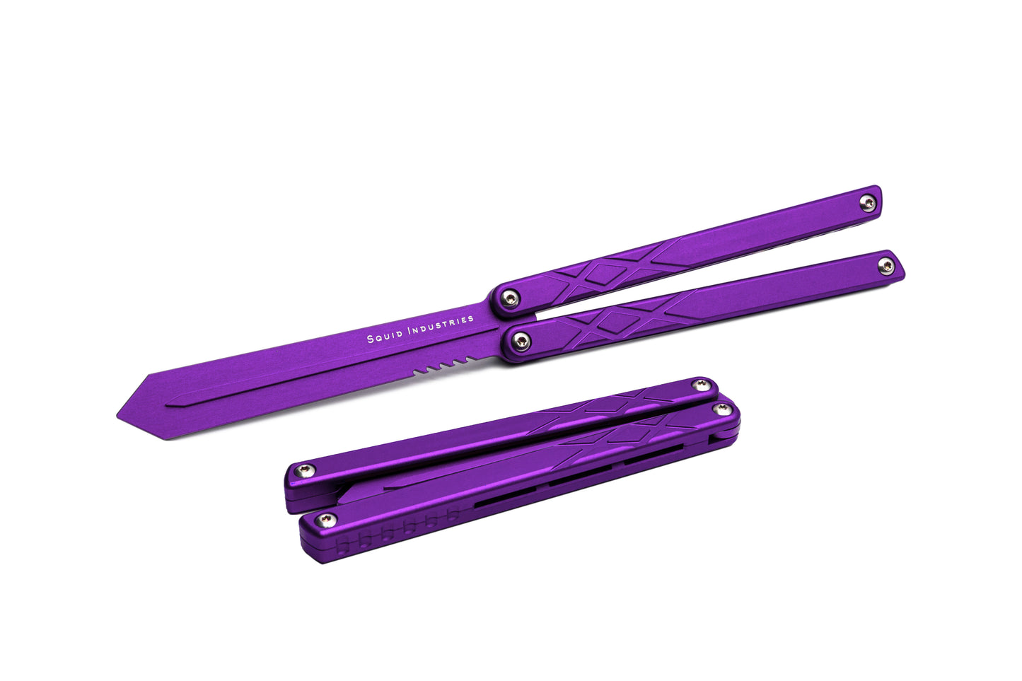 Purple Blade Silver Hardware PurpleHandles Clearance Blemished Swordfish Balisong Butterfly Knife Trainer